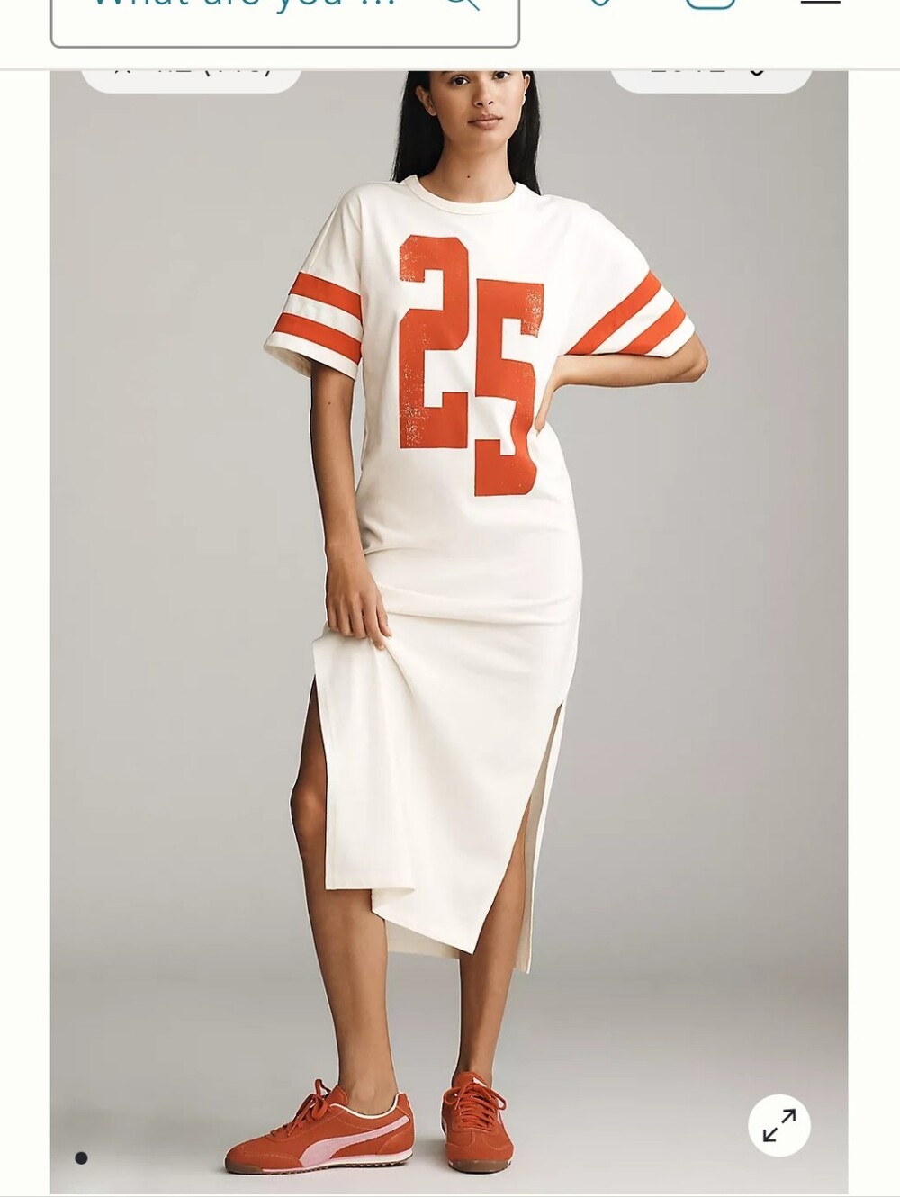 Anthro Daily Practice Women’s White & Orange Athletic Graphic Midi Dress Small